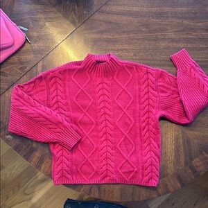 Women's Cable Knit Sweater - Pink